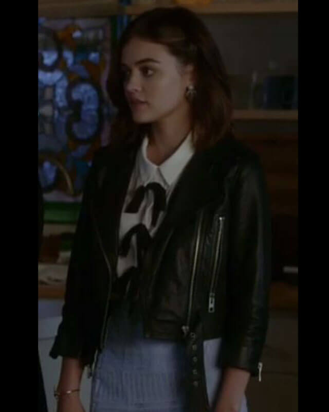 Women Biker - Lucy Hale Pretty Little Liars Leather Jacket — side profile | Majestic Leather UK