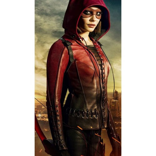 Thea Queen Arrow Speedy Red Costume Leather Jacket | Majestic Leather Majestic Leather