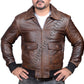 Men's New Dusty Brown Distressed Vintage Flight Aviator Leather Jacket