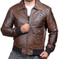 Men's New Dusty Brown Distressed Vintage Flight Aviator Leather Jacket