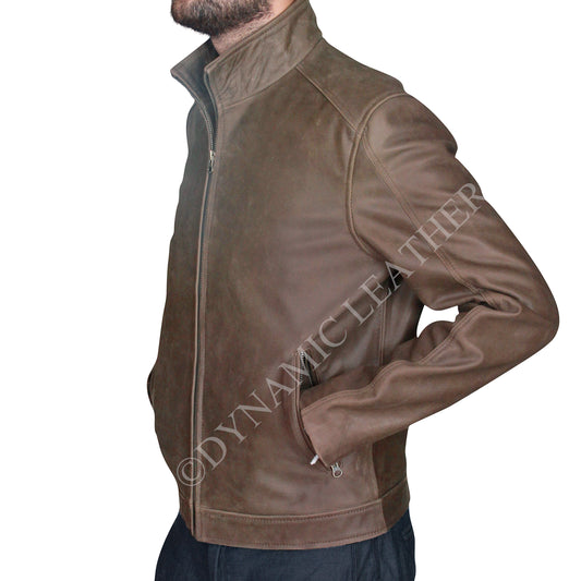 Men's Jason Bourne Distress Faded Grey Cowhide Leather Jacket | Majestic Leather Majestic Leather