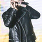 Women Biker - BTS Kim Taehyung Black Leather Jacket — back view | Majestic Leather UK