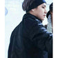 Women Biker - BTS V Kim Taehyung Mic Drop Jacket — collar detail | Majestic Leather UK