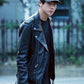 Women Biker - BTS Jin Biker Leather Jacket — sleeve detail | Majestic Leather UK
