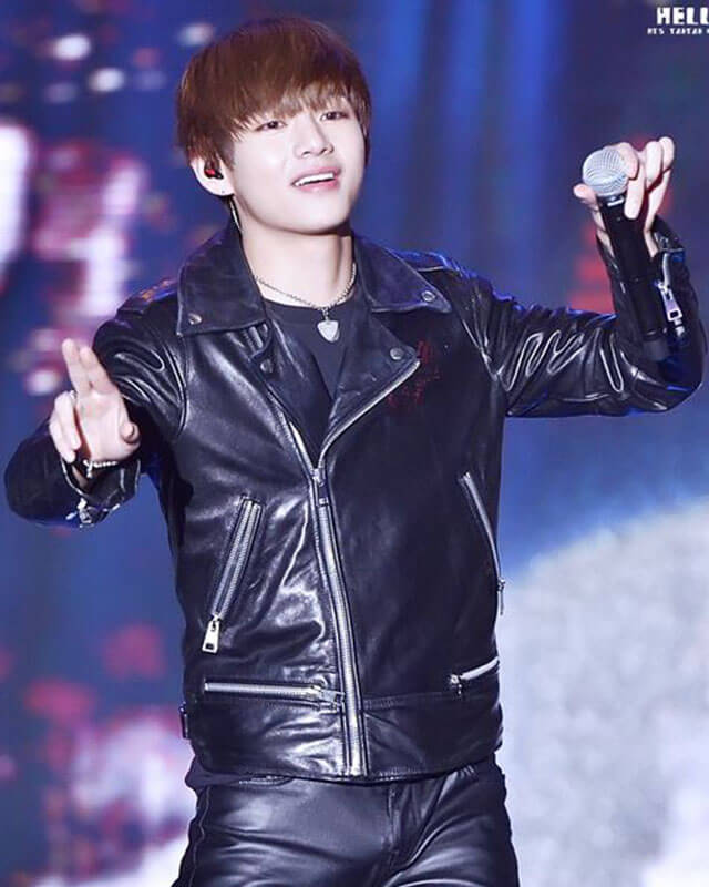 Women Biker - BTS Kim Taehyung Black Leather Jacket — side profile | Majestic Leather UK