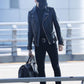 Women Biker - BTS Suga Black Biker Leather Jacket — collar detail | Majestic Leather UK