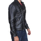 Men's David Beckham Brando Biker Black sheepskin Leather Jacket | Majestic Leather Majestic Leather