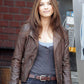 Women Biker - Beauty & the Beast Catherine Chandler Brown Leather Jacket — front view | Majestic Leather UK