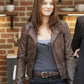 Women Biker - Beauty & the Beast Catherine Chandler Brown Leather Jacket — back view | Majestic Leather UK