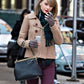Taylor Swift Beige Short Coat — side profile | Majestic Leather UK