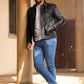 Betler Distress Black Real Leather Jacket | Majestic Leather — side profile | Majestic Leather UK