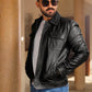 Betler Distress Black Real Leather Jacket | Majestic Leather — collar detail | Majestic Leather UK