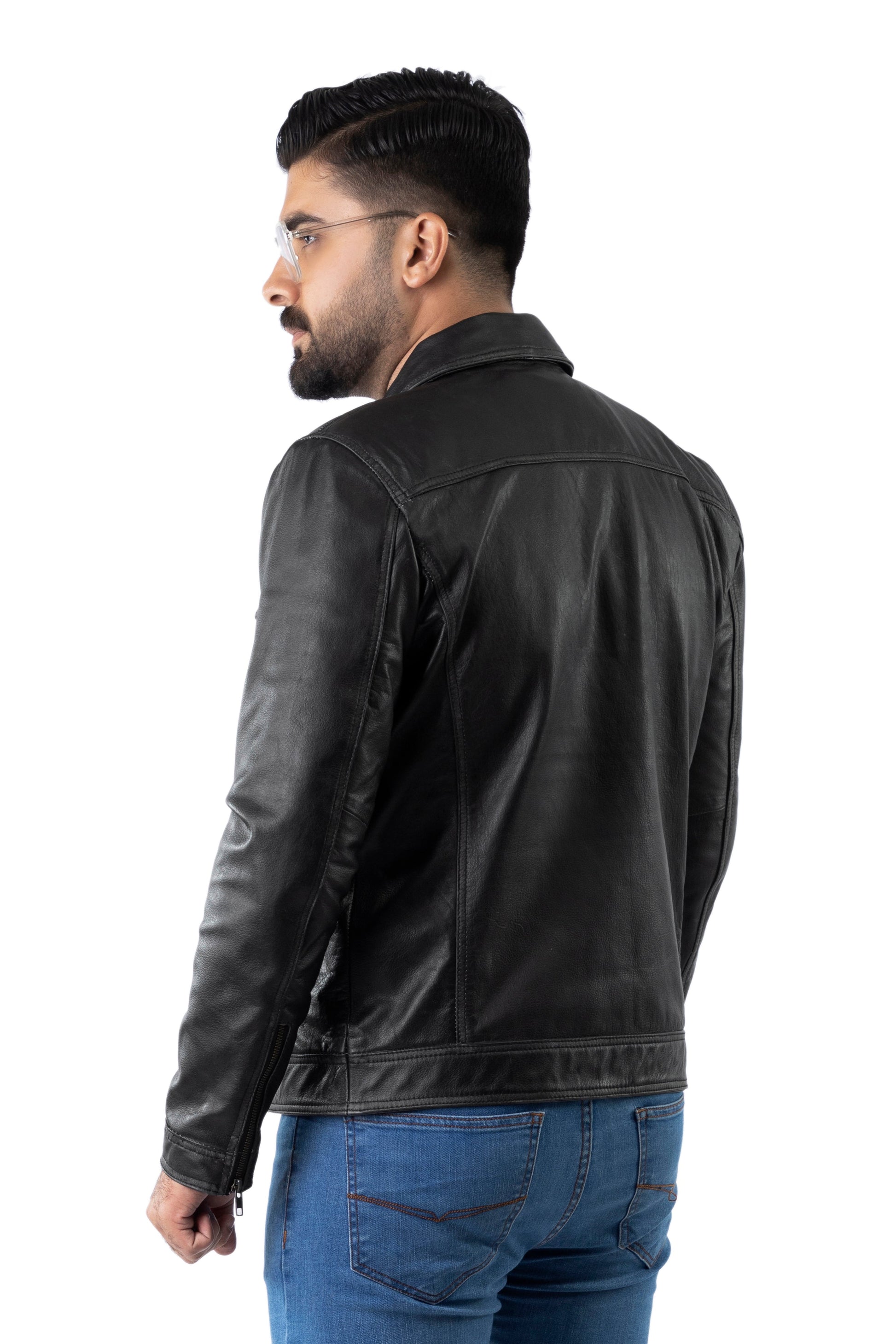 Betler Distress Black Real Leather Jacket | Majestic Leather — sleeve detail | Majestic Leather UK