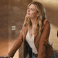 Women Biker - Big Sky Jenny Hoyt Brown Leather Jacket — front view | Majestic Leather UK