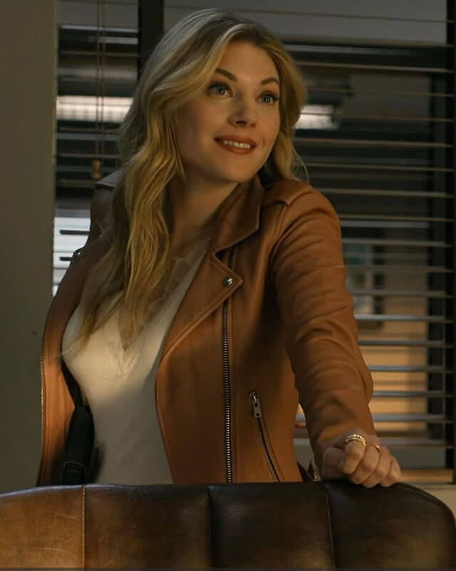 Women Biker - Big Sky Jenny Hoyt Brown Leather Jacket — side profile | Majestic Leather UK