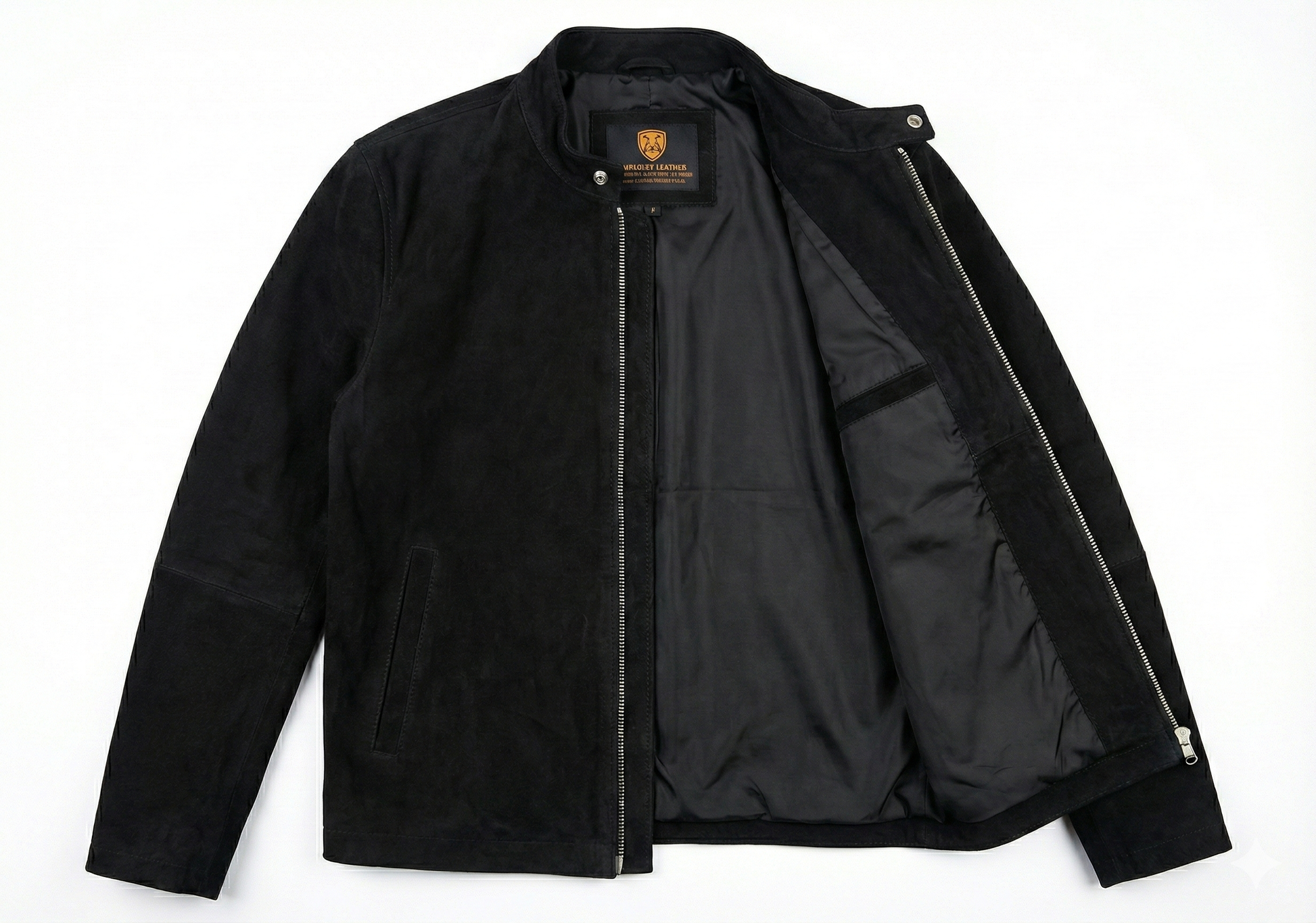 Men's Suede Leather Jacket Style - 95 | Majestic Leather — side profile | Majestic Leather UK