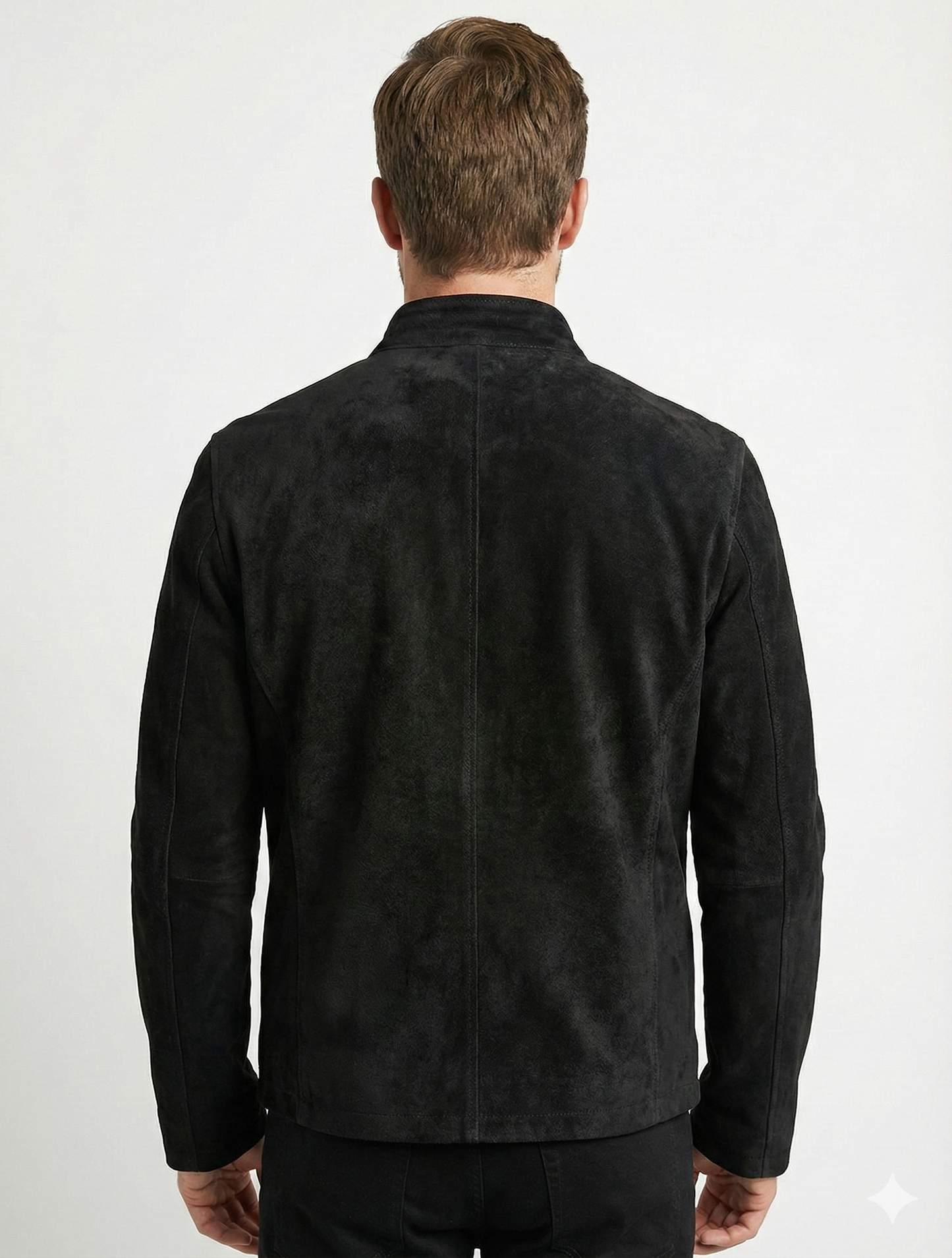 Men's Suede Leather Jacket Style - 95 | Majestic Leather — collar detail | Majestic Leather UK