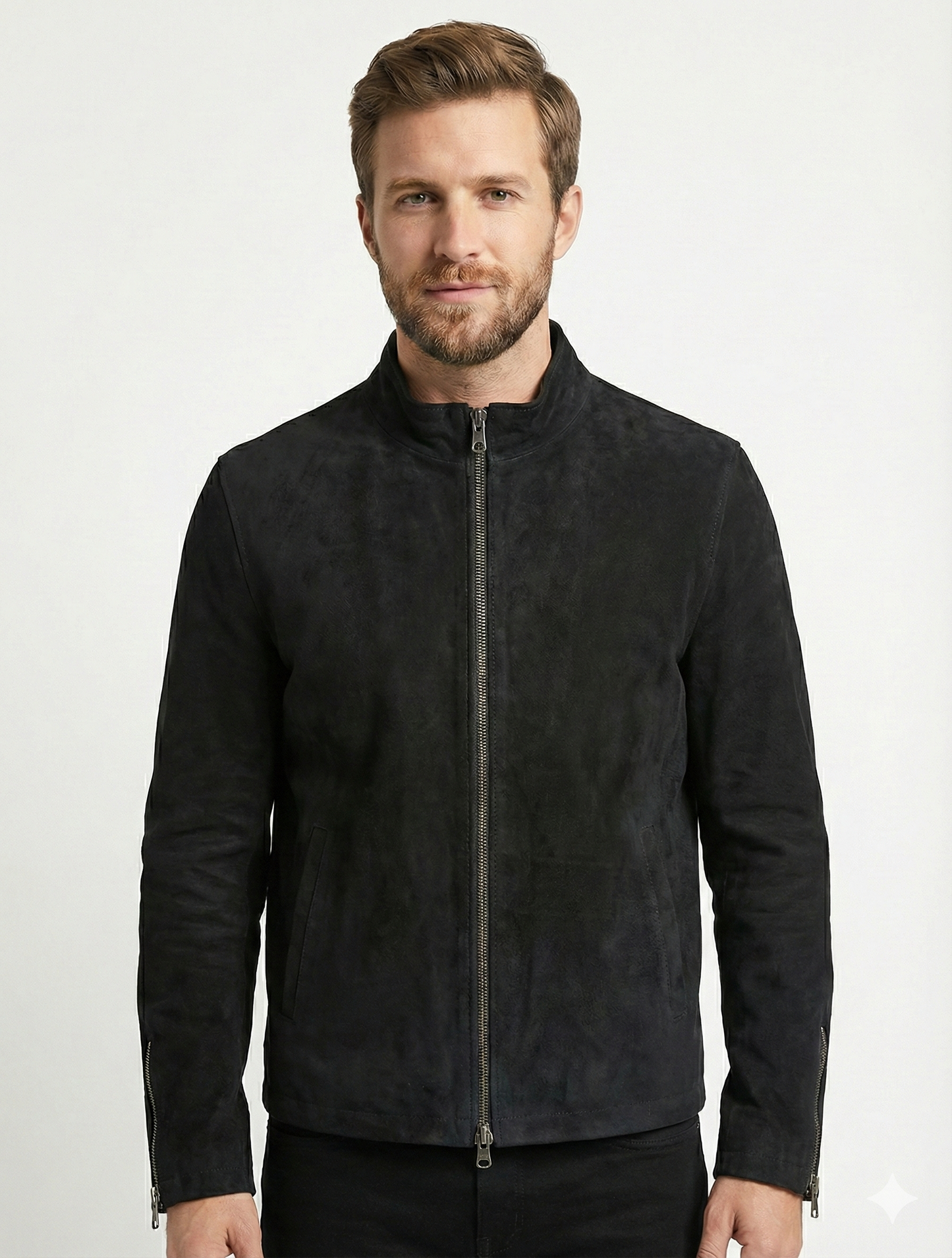 Men's Suede Leather Jacket Style - 95 | Majestic Leather — back view | Majestic Leather UK