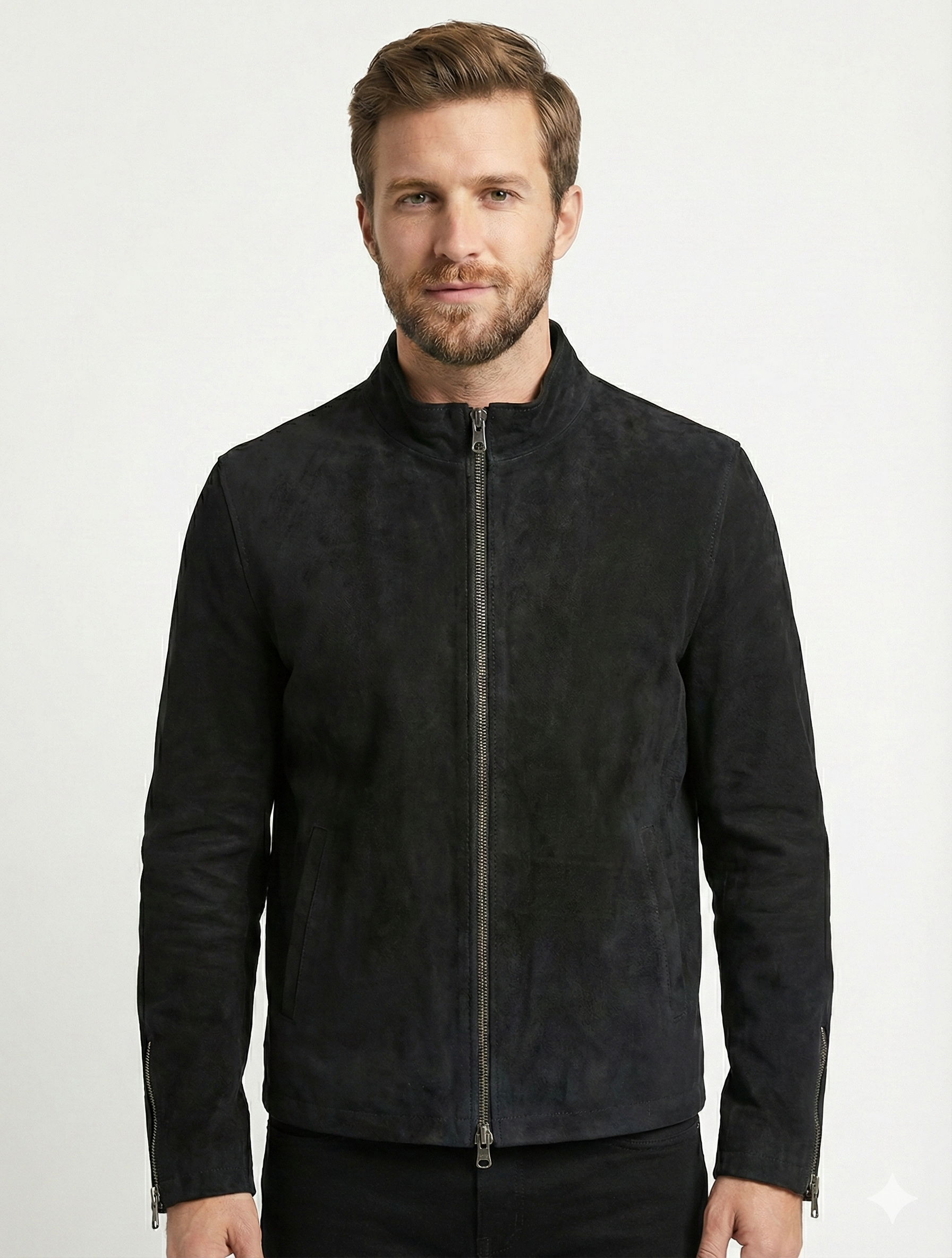 Men's Suede Leather Jacket Style - 95 | Majestic Leather — back view | Majestic Leather UK