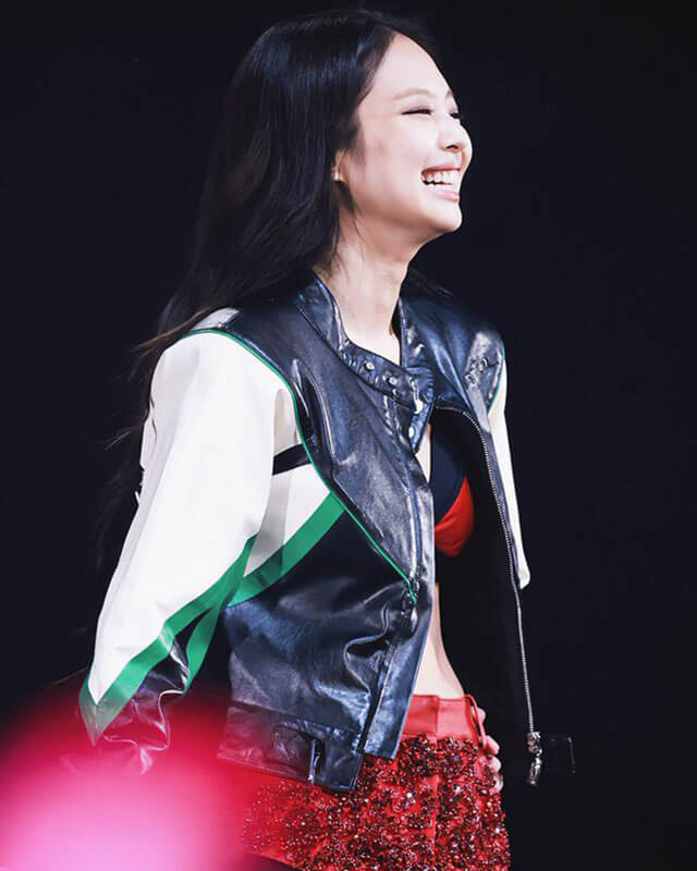 Women Biker - Blackpink Born Pink Jennie Cropped Leather Jacket — back view | Majestic Leather UK