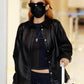 Women Biker - Blackpink Jennie Kim Black Leather Jacket — front view | Majestic Leather UK
