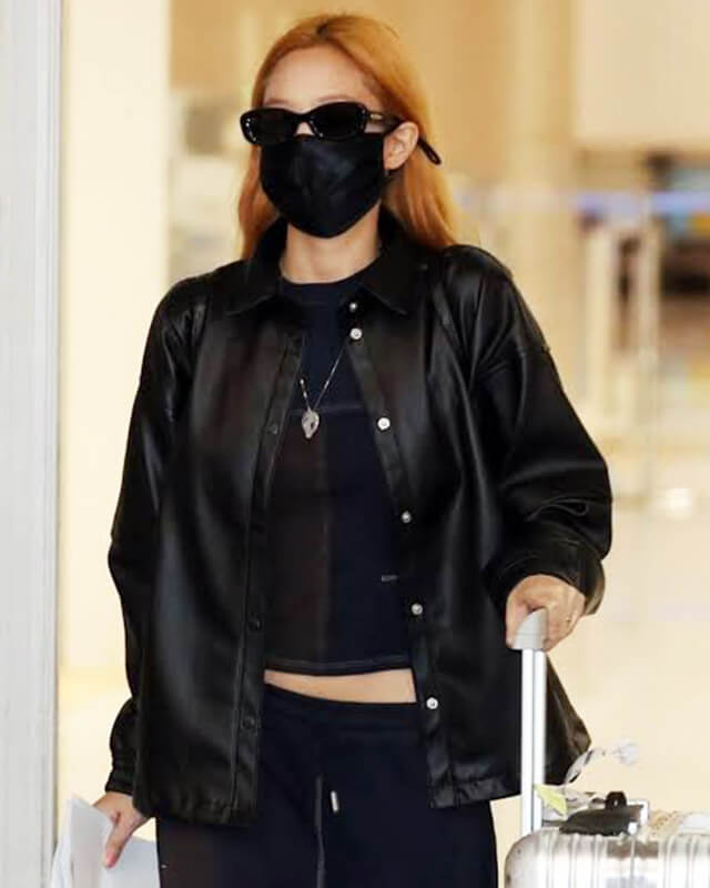Women Biker - Blackpink Jennie Kim Black Leather Jacket — front view | Majestic Leather UK
