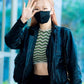 Women Biker - Rose Black Leather Jacket Blackpink Airport Fashion — collar detail | Majestic Leather UK