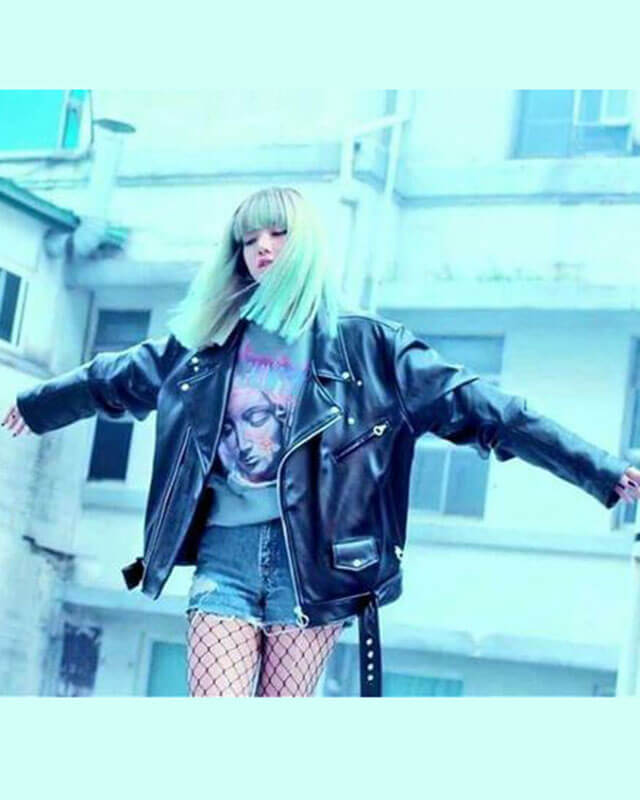 Women Biker - Blackpink Stay Lisa Biker Leather Jacket — front view | Majestic Leather UK
