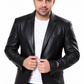 Men's Black Genuine Leather Blazer – Slim Fit Button-Up Jacket| Majestic Leather Majestic Leather