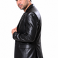 Men's Black Genuine Leather Blazer – Slim Fit Button-Up Jacket| Majestic Leather Majestic Leather