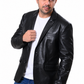 Men's Black Genuine Leather Blazer – Slim Fit Button-Up Jacket| Majestic Leather Majestic Leather