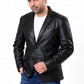 Men's Black Genuine Leather Blazer – Slim Fit Button-Up Jacket| Majestic Leather Majestic Leather