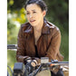 The Walking Dead Season 9 Christian Serratos Brown | Majestic Leather — front view | Majestic Leather UK