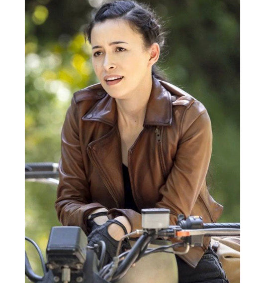 The Walking Dead Season 9 Christian Serratos Brown | Majestic Leather — front view | Majestic Leather UK