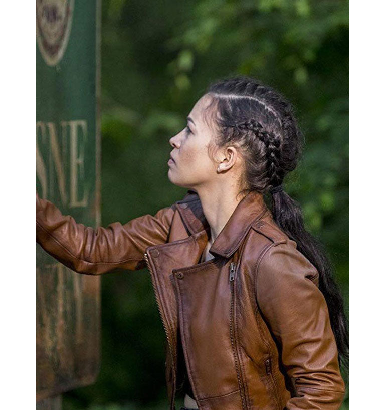 The Walking Dead Season 9 Christian Serratos Brown | Majestic Leather — back view | Majestic Leather UK