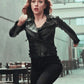Women Biker - Captain America: Civil War Black Widow Biker Leather Jacket — side profile | Majestic Leather UK