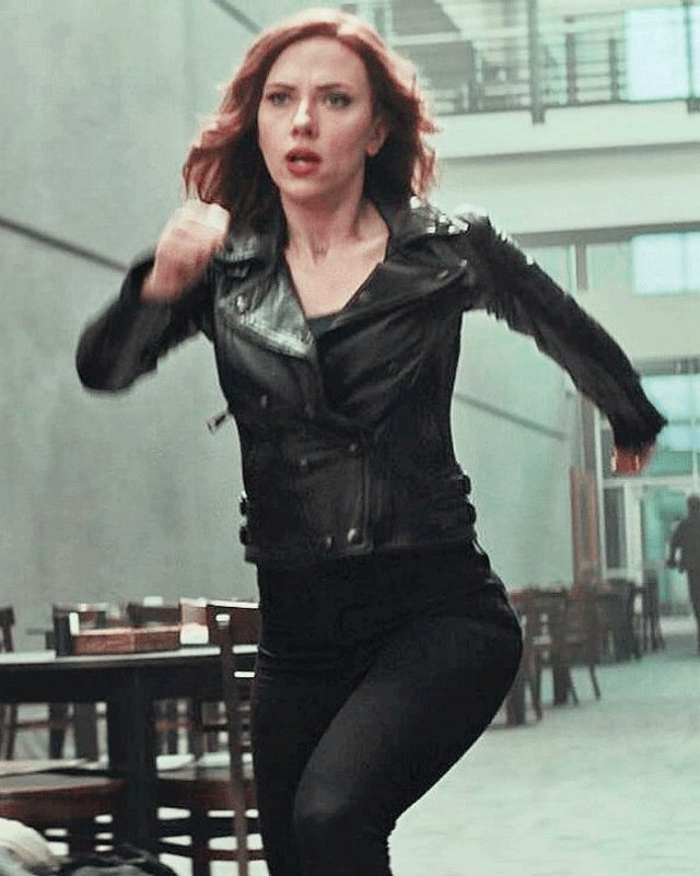 Women Biker - Captain America: Civil War Black Widow Biker Leather Jacket — side profile | Majestic Leather UK
