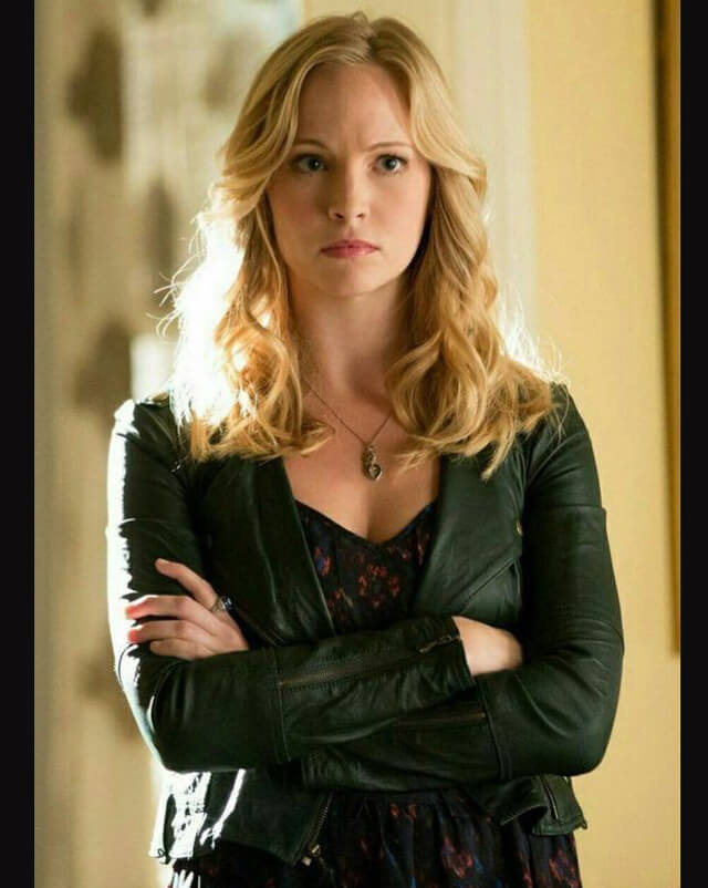 Women Biker - Caroline The Vampire Diaries Cropped Leather Jacket — front view | Majestic Leather UK