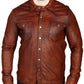 Rustic Brown Sheep Skin Leather Shirt | Majestic Leather — front view | Majestic Leather UK