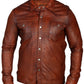 Rustic Brown Sheep Skin Leather Shirt | Majestic Leather — product detail | Majestic Leather UK
