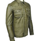 Men's Military Sheepskin Leather Shirt Olive | Majestic Leather — side profile | Majestic Leather UK