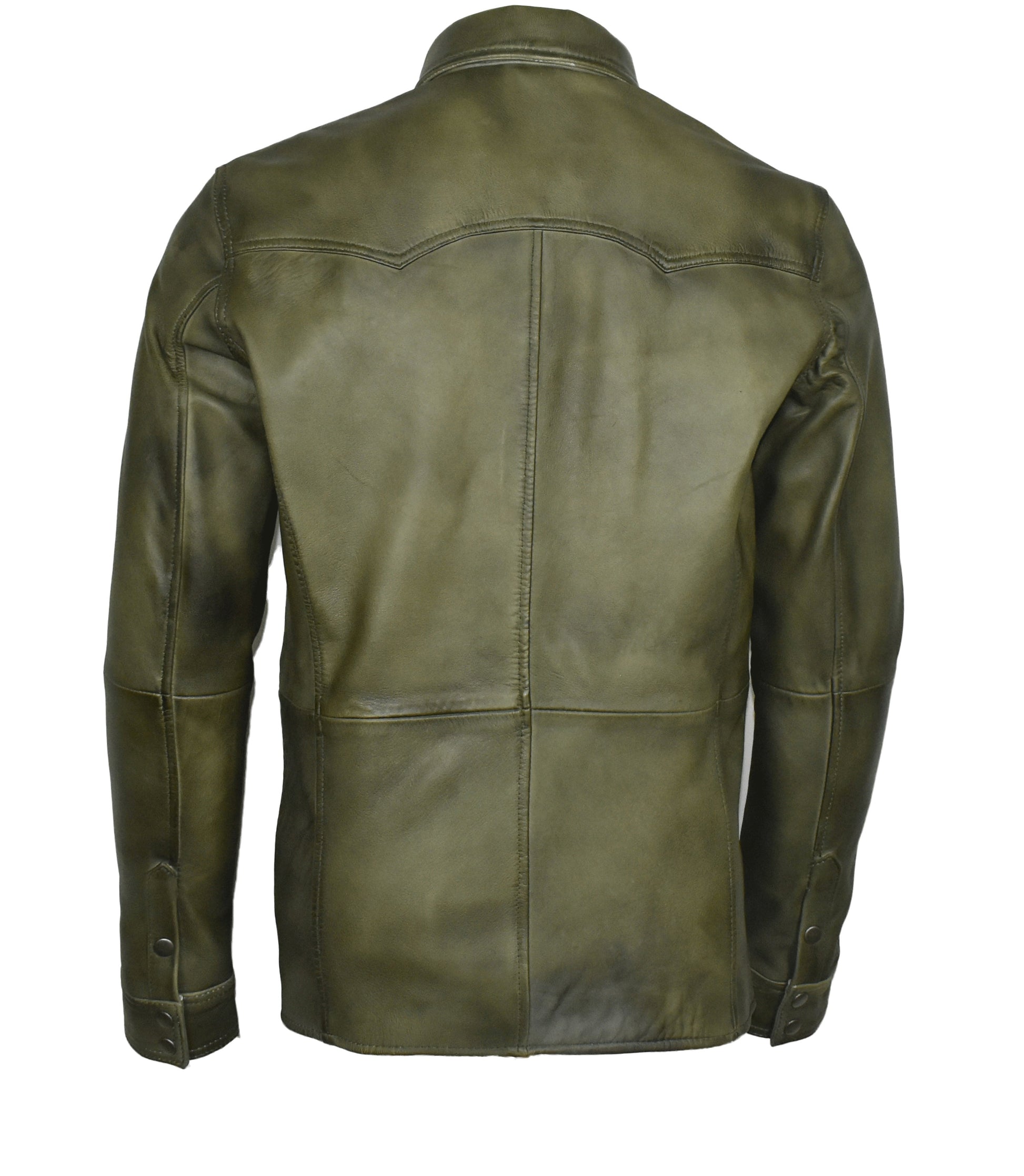 Men's Military Sheepskin Leather Shirt Olive | Majestic Leather — interior lining | Majestic Leather UK