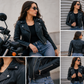 Women's New Real Lambskin Black Biker Short Waist Length Leather Jacket | Majestic Leather Majestic Leather