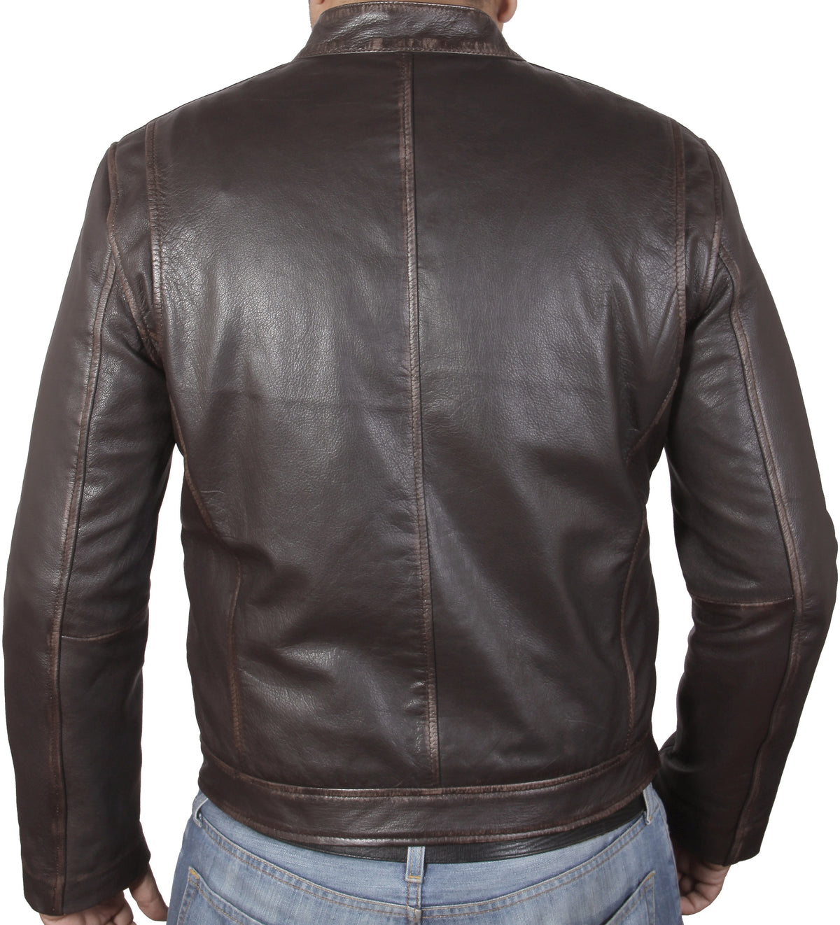 Men's Mark Wahlberg's Distressed Brown Cowhide Premium Leather Jacket | Majestic Leather Majestic Leather