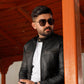 Distress Black Biker Real Leather Jacket | Majestic Leather — side profile | Majestic Leather UK