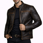 Men's New Contraband Diamond Distressed Black Vintage Look Biker Leather Jacket Majestic Leather