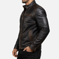 Men's New F&R Distressed  Black Vintage Look Biker Leather Jacket