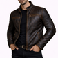 Men's New Contraband Diamond Distressed Black Vintage Look Biker Leather Jacket Majestic Leather