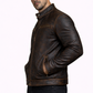 Men's New Contraband Diamond Distressed Black Vintage Look Biker Leather Jacket Majestic Leather