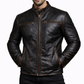 Men's New F&R Distressed  Black Vintage Look Biker Leather Jacket